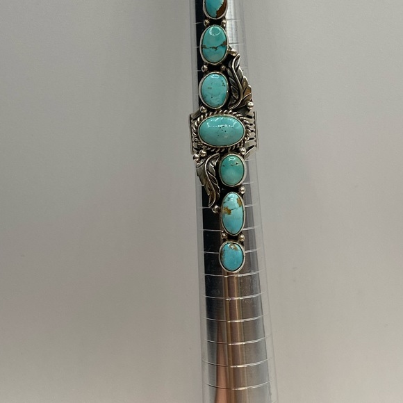 Navajo Geraldine James Turquoise Sterling Silver Ring FIRM - Picture 10 of 12